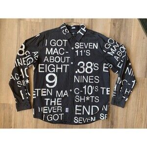 Rocksmith Notorious BIG Men's Button Front Long Sleeve Sz 2XL Chocolate